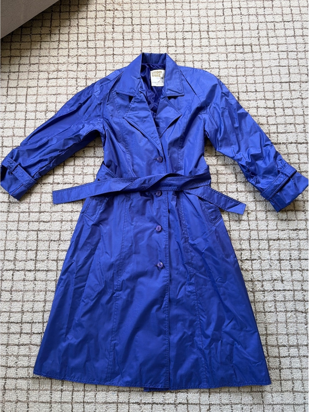 Vintage London Towne Peacock Blue Trench Raincoat 4P eclectic grandma gorpcote